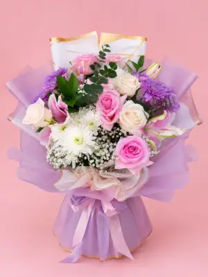 Pink Purple Flower Bouquet with Fresh Flowers Pink Purple Flower Bouquet with Fresh Flowers