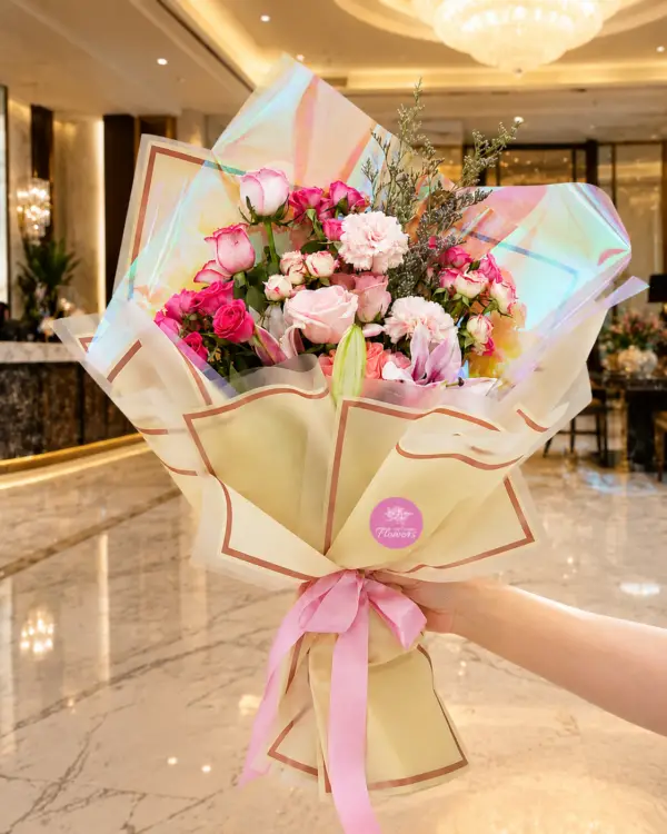 Pink Peach Flower Bouquet