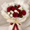 To post 13 Red White Rose Bouquet