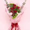 Red Rose Eucalyptus Bouquet with Fresh Red Roses