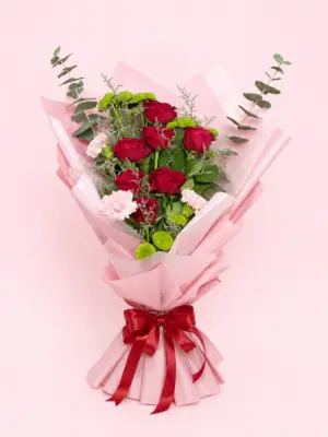 Red Rose Eucalyptus Bouquet with Fresh Red Roses Red Rose Eucalyptus Bouquet with Fresh Red Roses