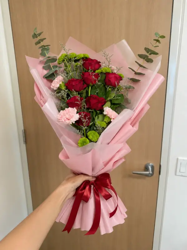 Red Rose Eucalyptus Bouquet