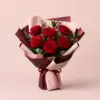 Burgundy Rose Bouquet with Fresh Red Roses