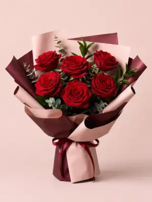 Burgundy Rose Bouquet with Fresh Red Roses Burgundy Rose Bouquet with Fresh Red Roses