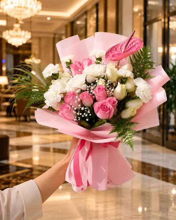 Pink and White Flower Bouquet