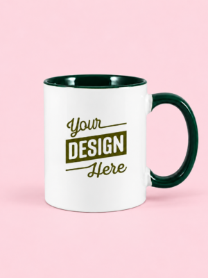 White Mug Mockup on Pastel Pink Custom Photo Mug