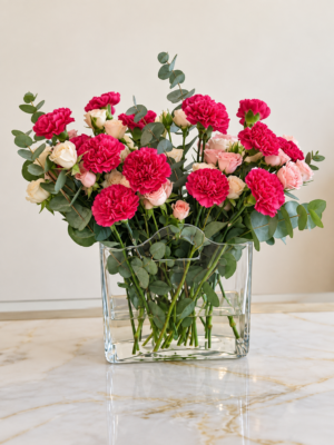 Carnation Bouquet Dubai with pink carnations and blush roses Carnation Bouquet Dubai with pink carnations and blush roses