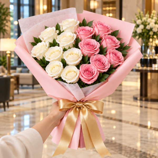 PRICE199. Blush Ivory Rose Bouquet