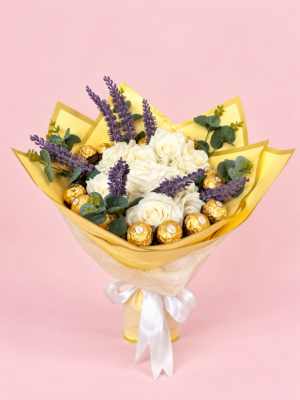 Rose Ferrero Gift Dubai with 9 artificial roses and 16 Ferrero Rocher chocolates Rose Ferrero Gift Dubai with 9 artificial roses and 16 Ferrero Rocher chocolates