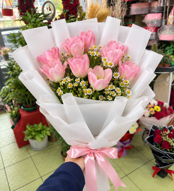 Pink Tulip Bouquet in a Florist Shop Pink Tulip Charm